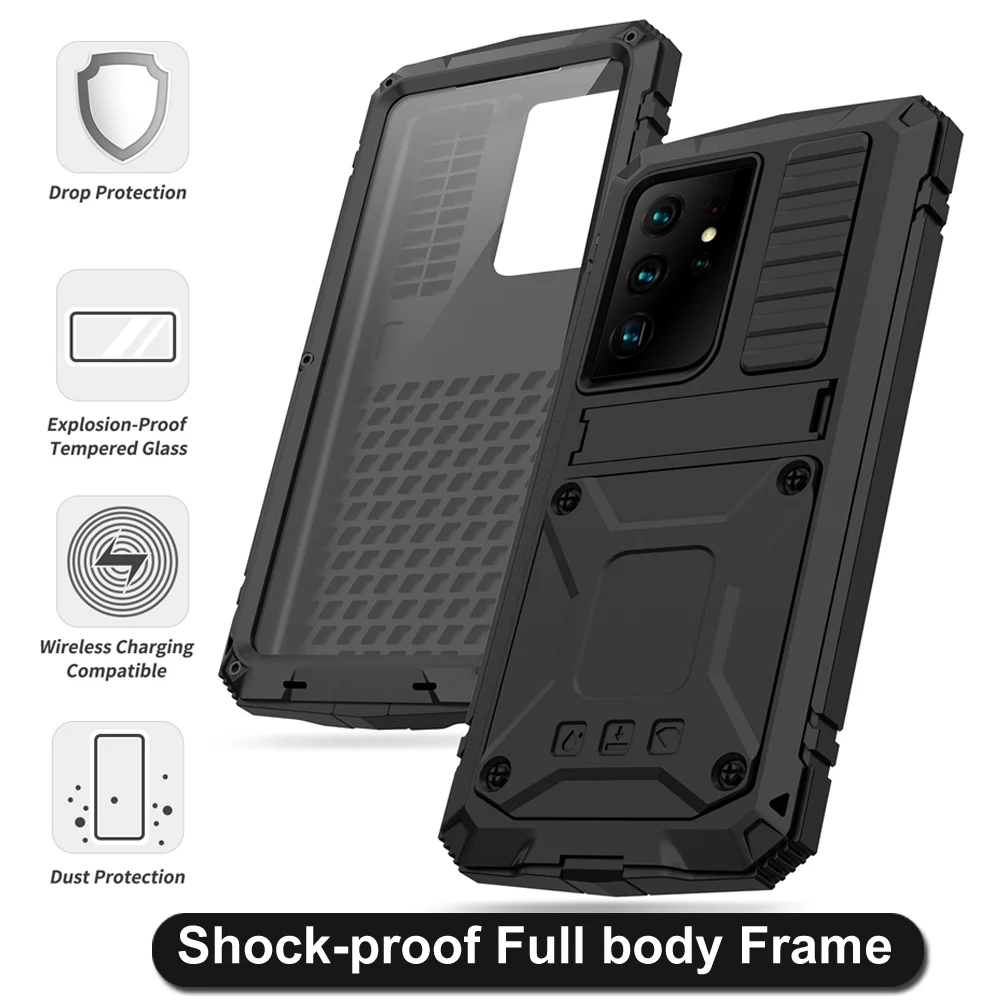 

Heavy Duty Shockproof Armor case for Samsung Galaxy S21 Ultra case Original Metal bumper S21 plus glass film 360 protector cover