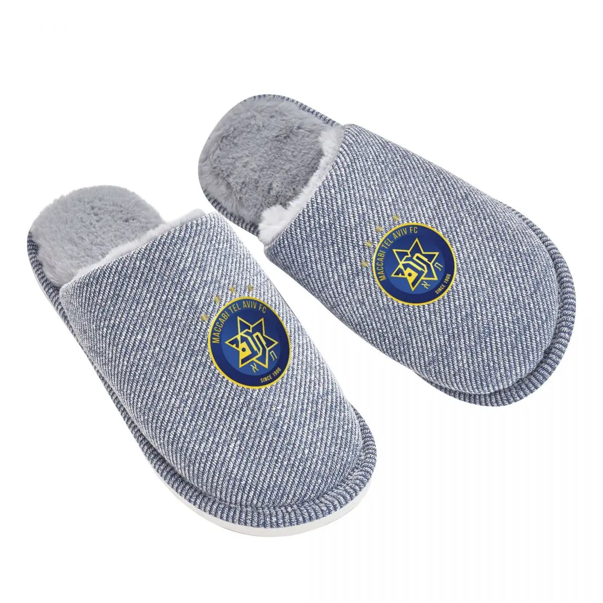 

Israel Maccabi Tel Aviv Fc Men Slipper Fluffy Soft Plush Warm House Shoes Anti-Skid Cozy Plush