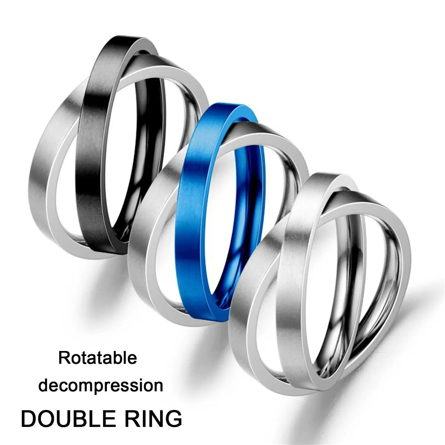 

Double Ring Women & Men Stainless Steel Jewelry Fidget Anxiety Ring Rotate Freely Anxiety Toy Anti Stress