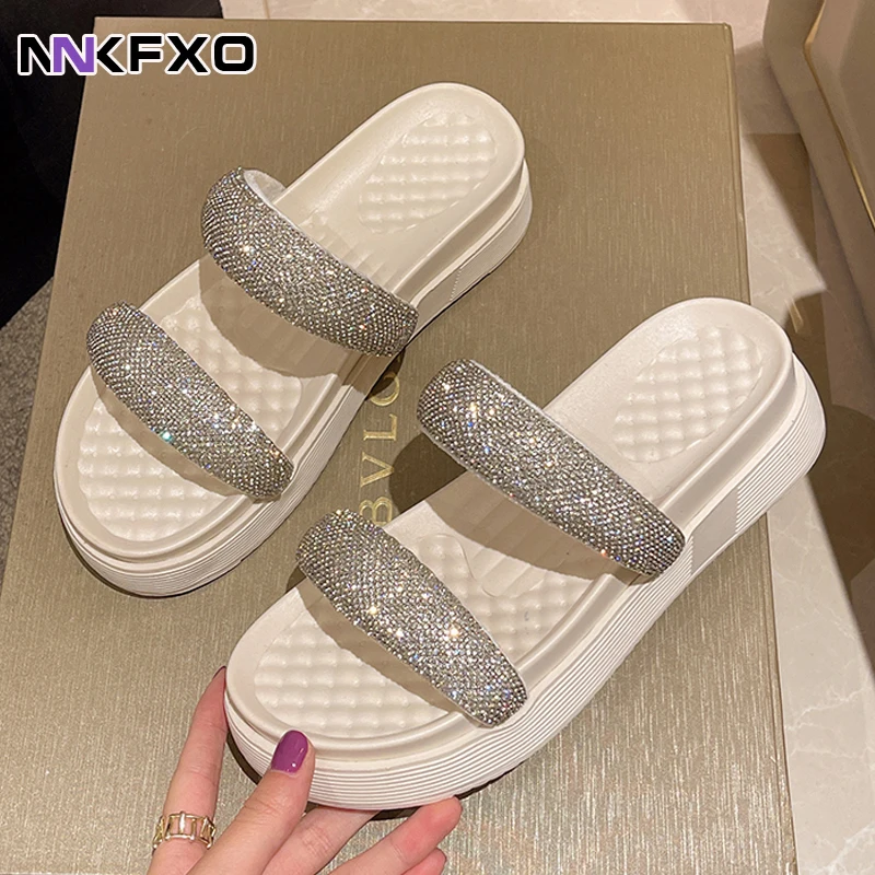 

Женские летние шлепанцы из ПУ кожи, с круглым носком