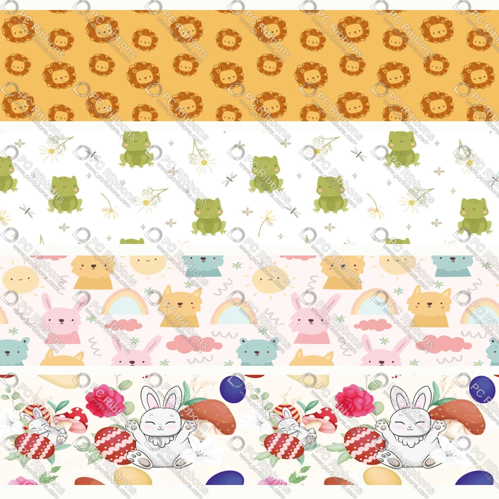 

Лента с мультяшными животными, 50 ярдов, для упаковки подарков, для творчества, банты, свадебные подвески, ленты, Аксессуары, украшения, 16-75 мм