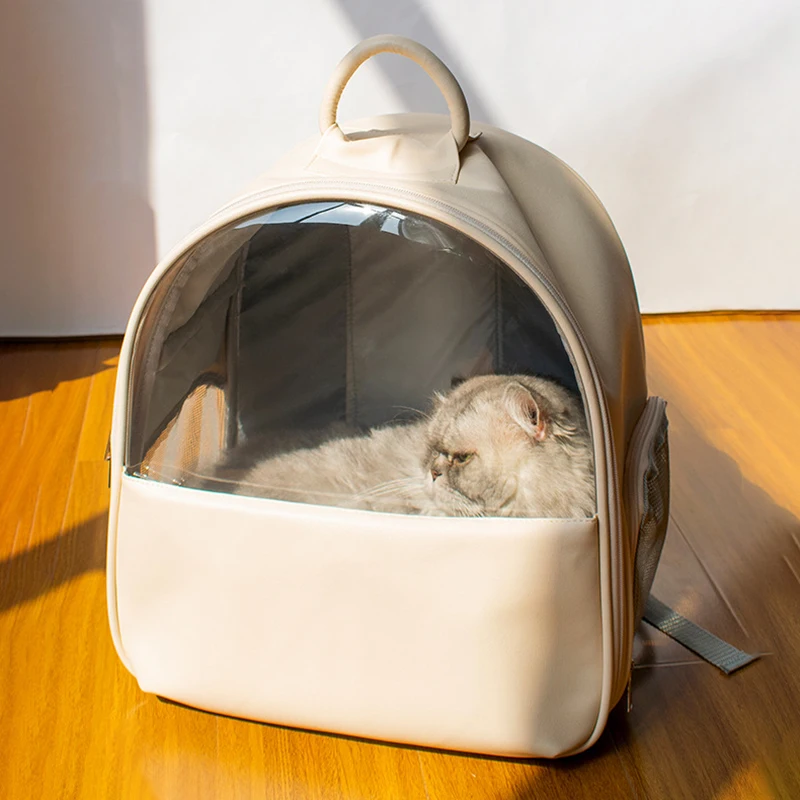 

Рюкзак-переноска для домашних животных, Воздухопроницаемый прозрачный вместительный ранец для кошек, складная сумка для собак