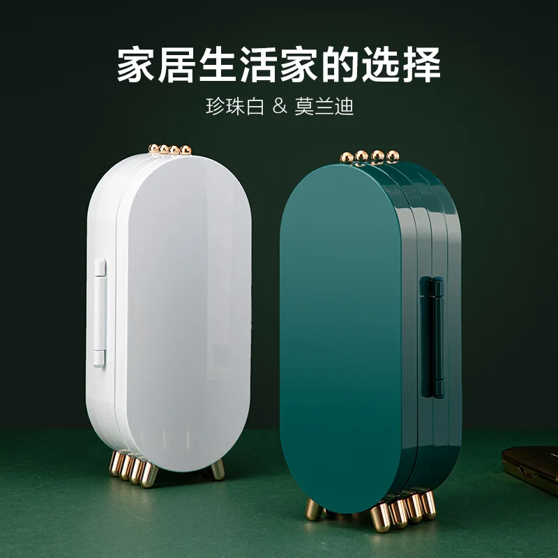 Foldable Jewelry Storage Box Household Earrings Necklace Display Stand High Capacity Luxury Retro Screen Jewelry Organizer Case