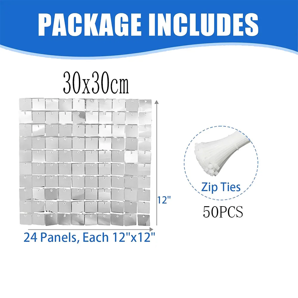 Блестящие настенные панели, 24 шт., серебряный, золотой