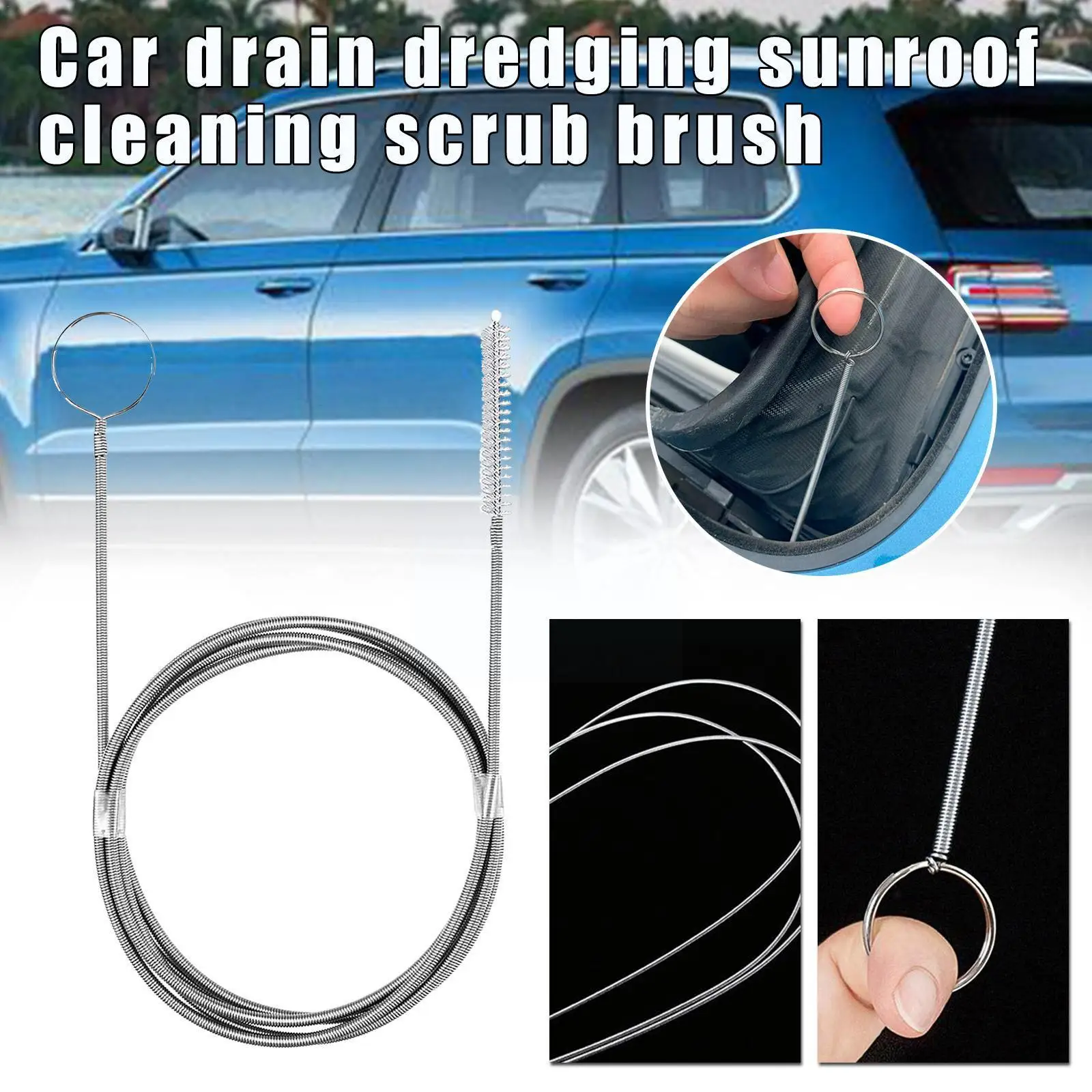 

Car Drain Brush Dredge Cleaning Scrub Brush Car Sunroof Windshield Tools Pipe Brush Cleaning Auto Drain Brush Door Clean U8u0