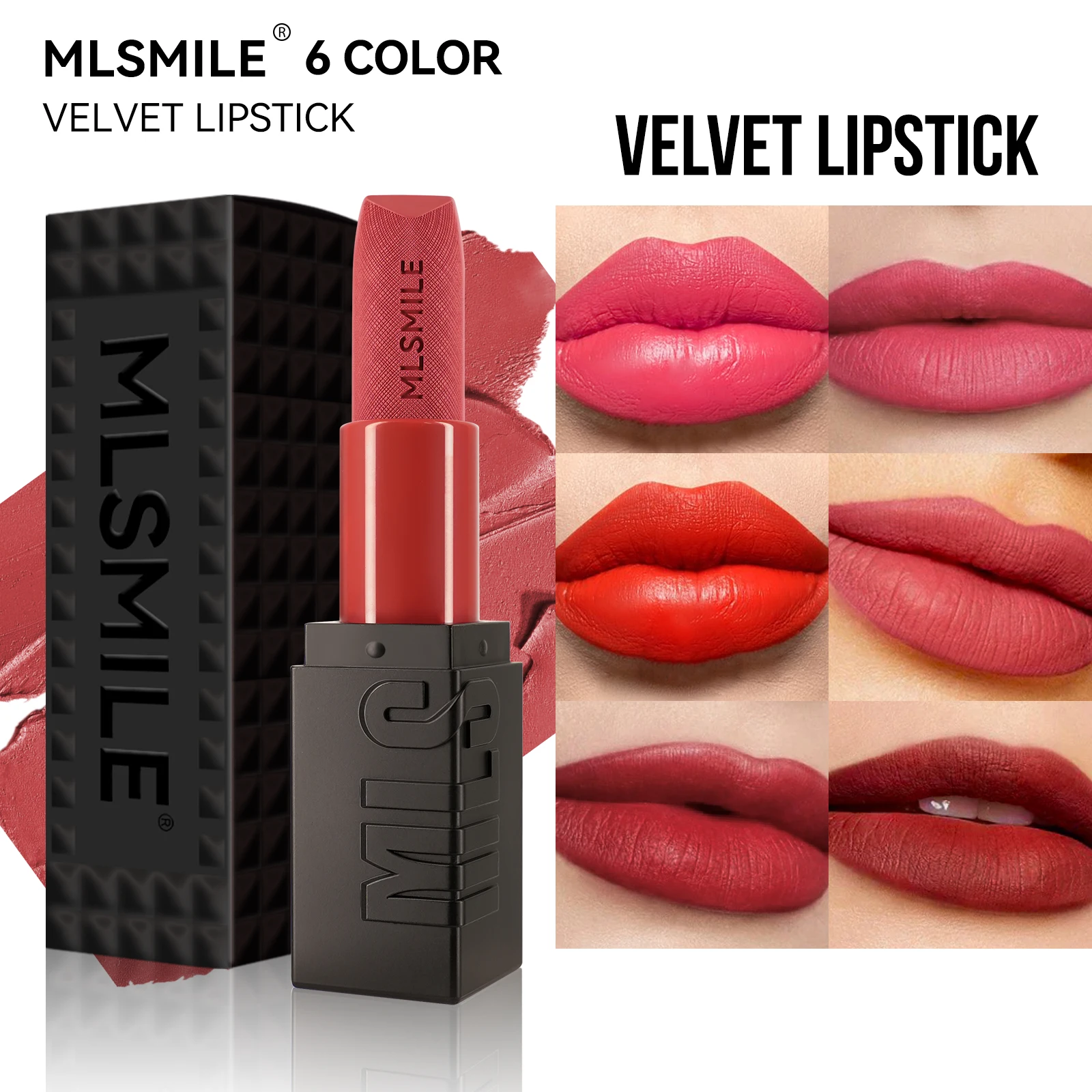 Матовая помада с тиснением 6 цветов легко наносится увлажняющая и Естественная