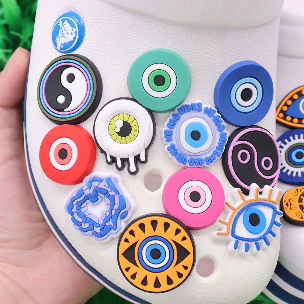 1pcs Colorful Eyeball Hand Yin And Yang Shoes Accessories Fashion Garden Sandals Buckle Decorations Fit Croc Jibz Charm