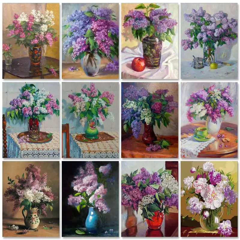 

GATYZTORY Paint by Numbers For Adults Lavender Flower Painting by Number Kits On Canvas Acrylic Paints Home Wall Decor 40x50cm