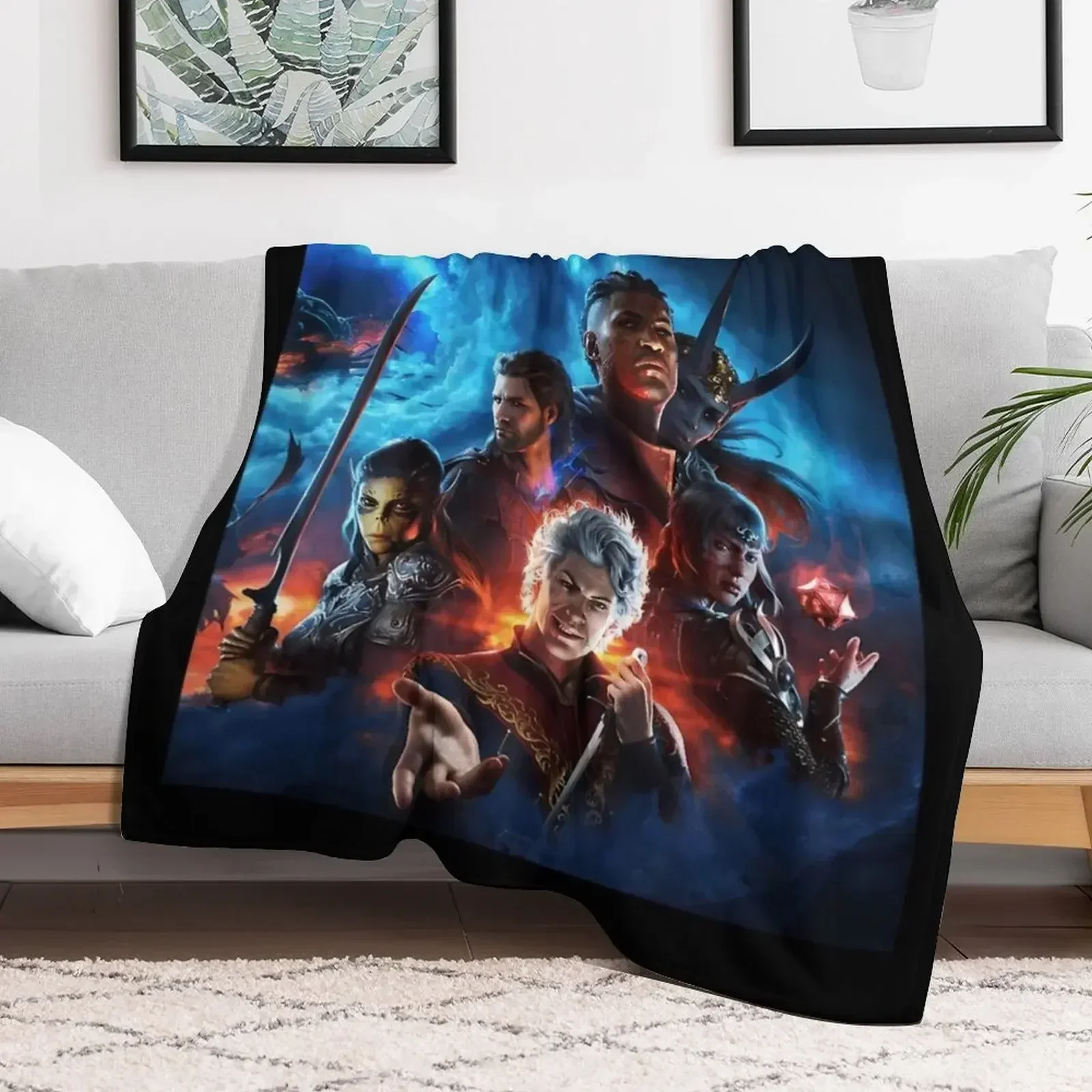 Одеяло Balders Gate с 3 персонажами летнее постельное белье туристические одеяла
