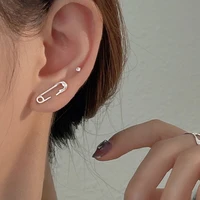 creative style silver color pin earring heart paper clip shape stud earring for women girl fashion korean jewelry wholesale