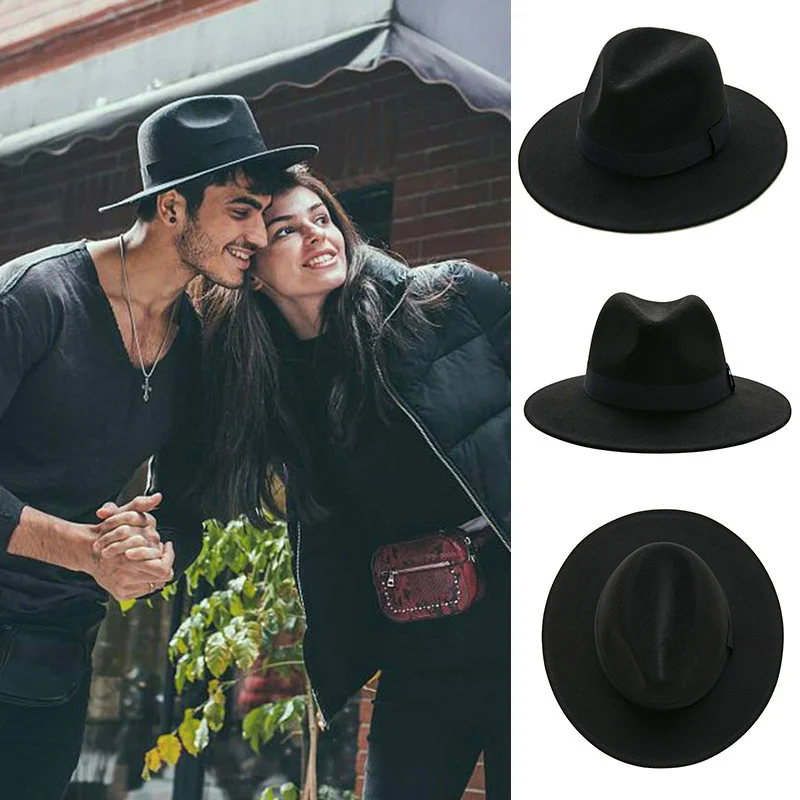 

Free sippin black fedora at unisex wide brim jazz top at autumn winter classic eleant Panama at entleman at wolesale