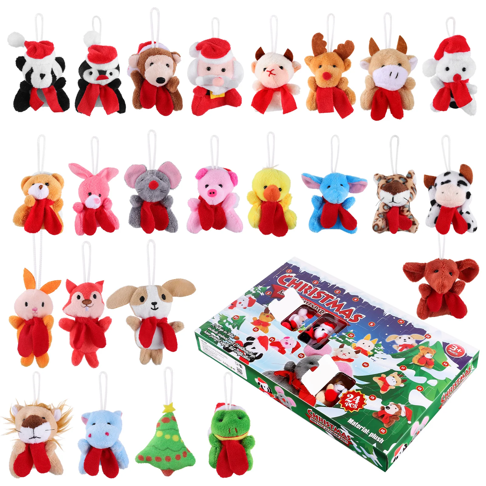 

Calendar Christmas Advent Ornamentshanging Countdown Tree Decorationmini Kids Party Charms Gifts Animal Plush Favortoy Chrsitmas