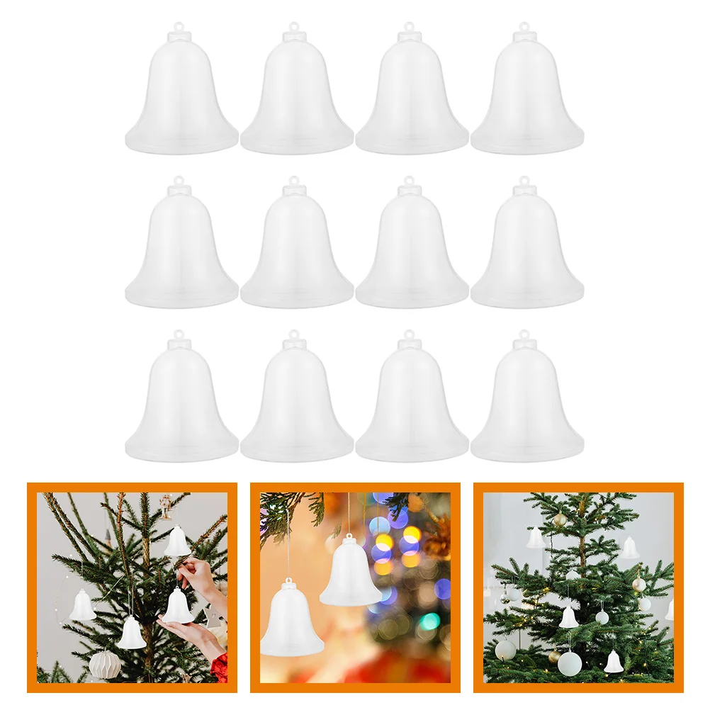 

12 Pcs Stuffed Ball Christmas Decorations Plastic Fillable Bell Shaped Ornament