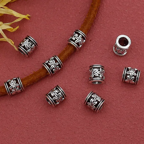 Бусины TOM YANG серебристые цветочные 6x6 мм