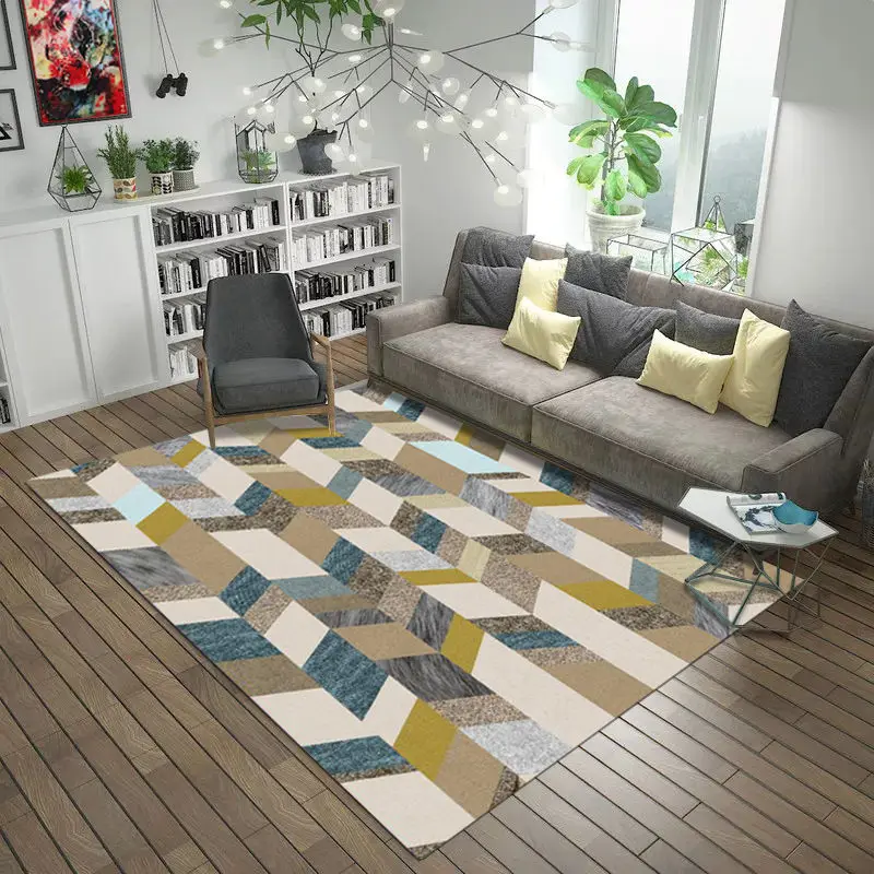 

Geometric Printed Floor Mat Living Room Area Rugs Bedroom Bedside Bay Window Carpet Large Area Carpet Living Room Decoration Geo