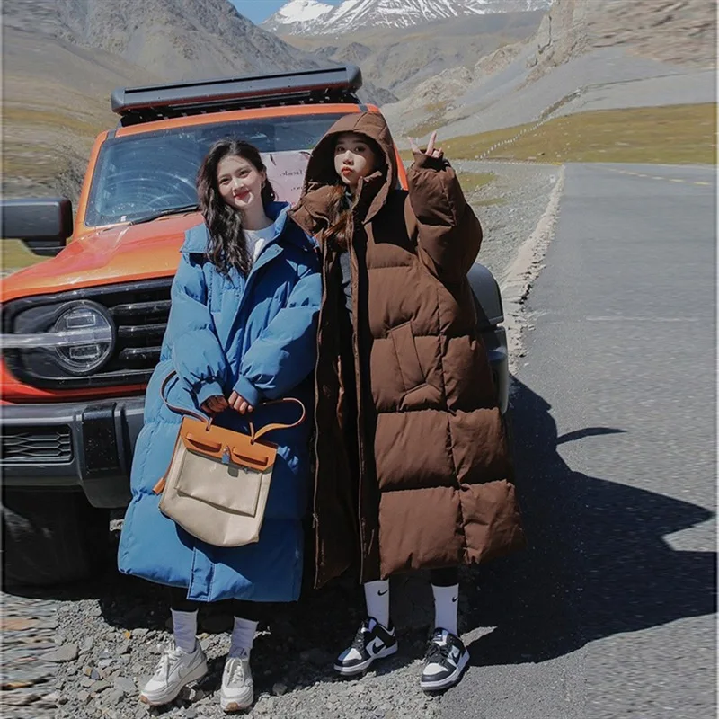 Thick Velvet Korean Version Of Loose Long Knee-Length Cotton-Padded Jacket For Women'S Winter Bread Coat