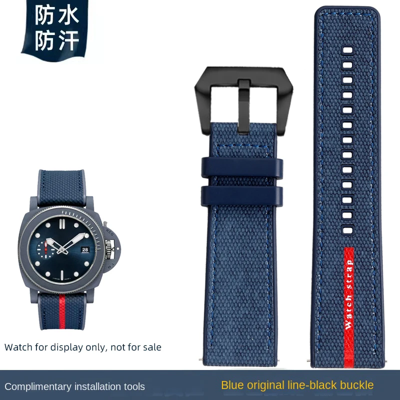 Фото Мужской погружной браслет Panerai, резиновый ремешок PAM1391 1565 Luna Rossa Series, водонепроницаемый браслет для наручных часов №5