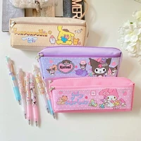 sanrio kitty cartoon kuromi student double grid pencil case melody childrens stationery storage bag pencil case large capacity