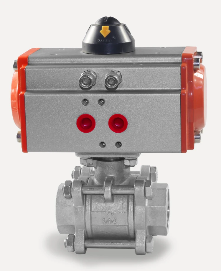 

G 1/4" 3/8" 1/2" 3/4" 1" Three piece High Platform Pneumatic Ball Valve Stainless steel 304 Q611F-16P double acting cylinder