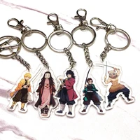 anime demon slayer kimetsu no yaiba keychain key ring acrylic pendant props kamado tanjirou cosplay keyring jewelry accessories