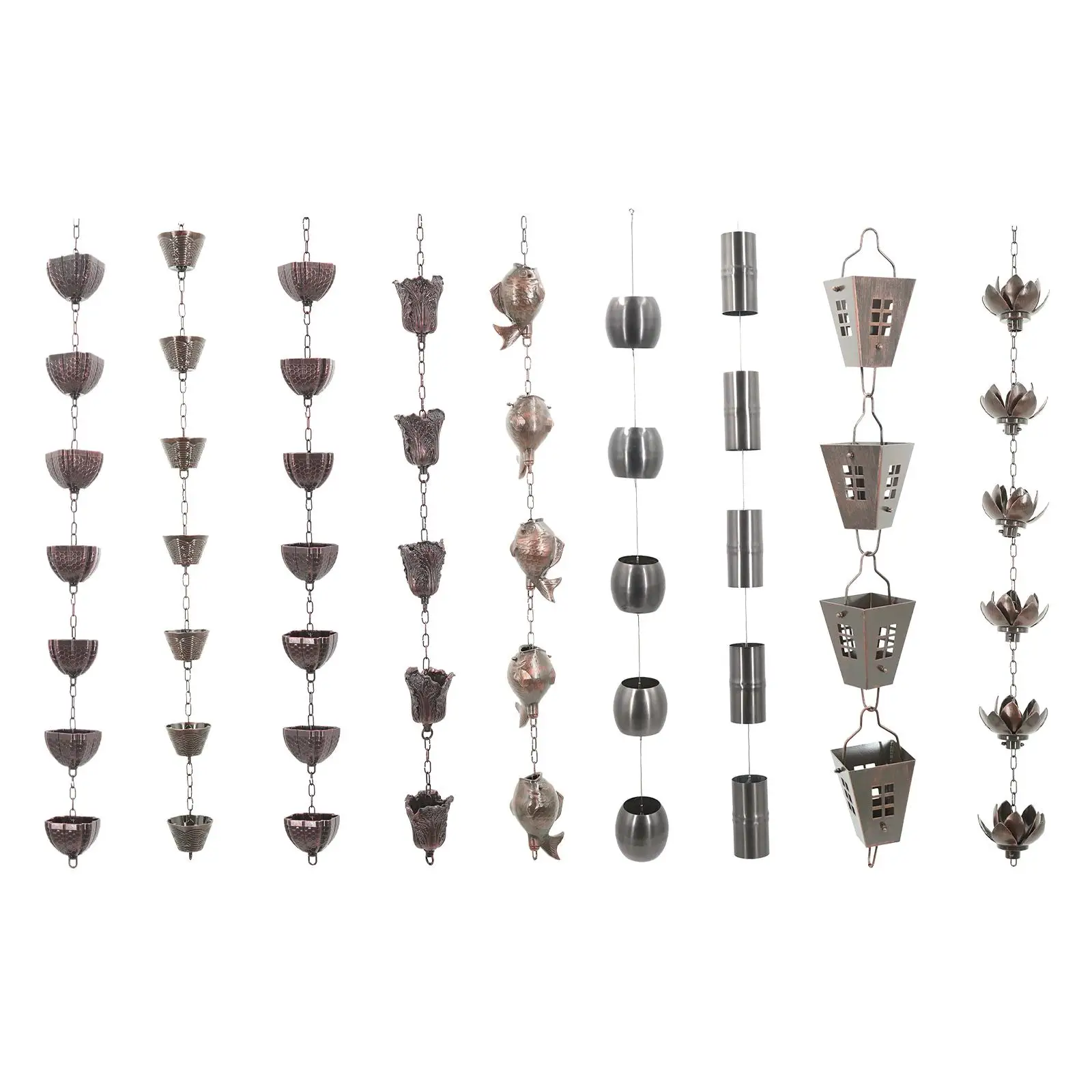 

Rain Chains Cup Rain Chain Multipurpose 39.37in Adjustable Decorative Water Bottom Chain for Home Sheds Outdoor Backyard Awnings