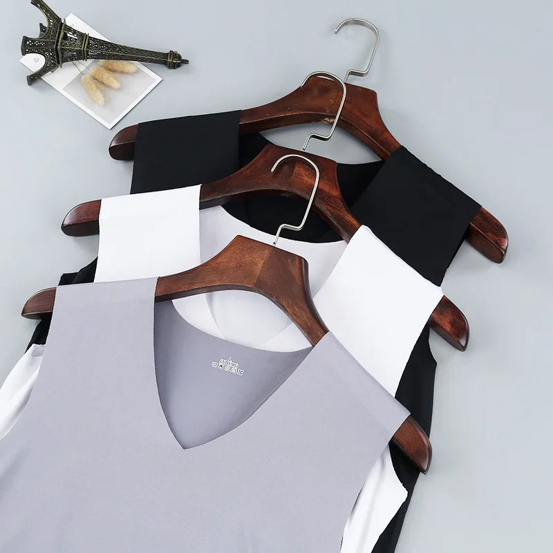 

Men's Tank Top Summer Traceless Ice Silk Thin Breathable Elastic Tight Wide Shoulder Quick Dry Solid White Sweatshirt Men