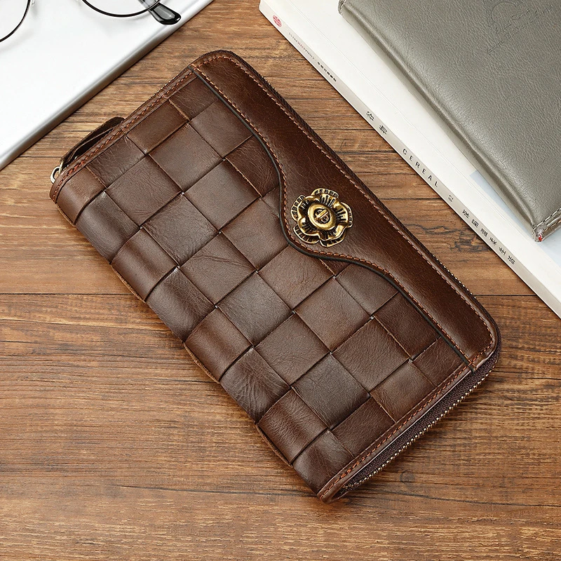 Women's	Genuine Leather Wallet Long Fashion Purse with Zipper Card Holder Coins Bag Luxury Wallets Clutch Dropshipping