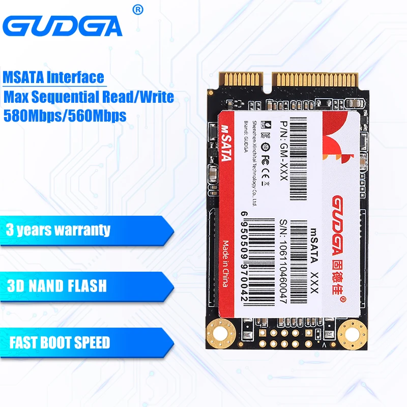 GUDGA – disque dur interne SSD MSATA Mini SATA  avec capacité de 500 go  128 go  256 go  1 to  2 to