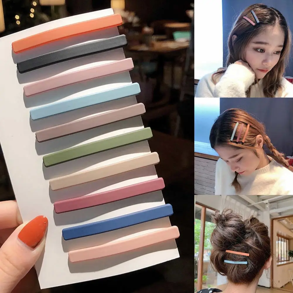 

10Pcs/Set Fashion Candy Color Hairpin Solid Color Hair Clip Matte Barrette Women Daily Hair Accessories Cute Colorful Headwear