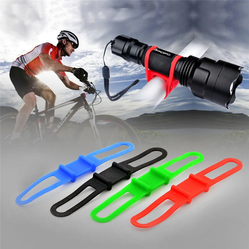 Cycling Light Holder Bicycle Handlebar Silicone Strap Band Phone Fixing Elastic Tie Rope Bicicleta Torch Flashlight Bandages images - 6