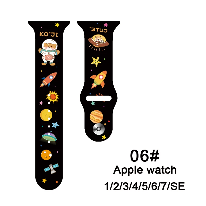 

For Apple Watch Band 7 SE 6 5 4 3 Silicone Personalized Print 42MM 44MM 45MM Bracelet Band For iWatch Wristband 38MM 40MM 41MM