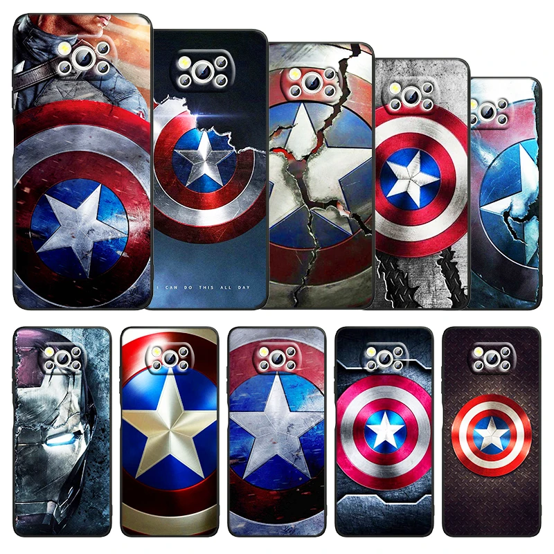 

Avengers Shield Marvel Phone Xiaomi Civi Mi Poco X3 NFC F3 GT M4 M3 M2 X2 F2 Pro C3 F1 Silicone TPU Cover