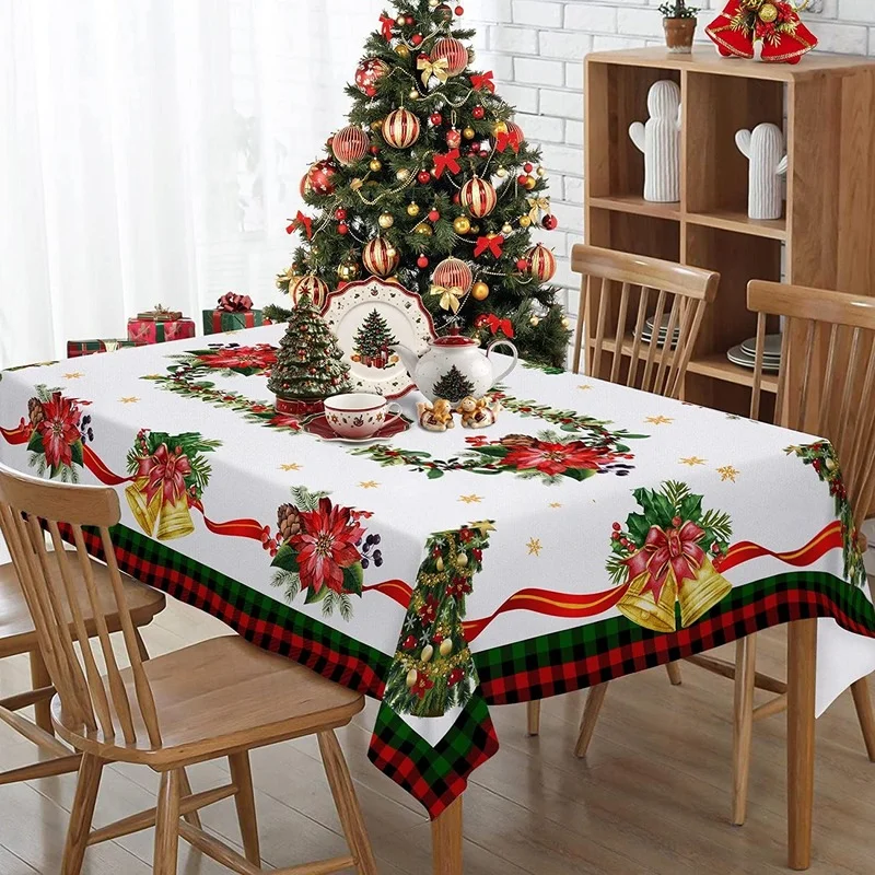 Christmas Tablecloth Rectangular Table Winter Tablecloth Christmas Tree Holiday Country Party Outdoor Decorative Tablecloth
