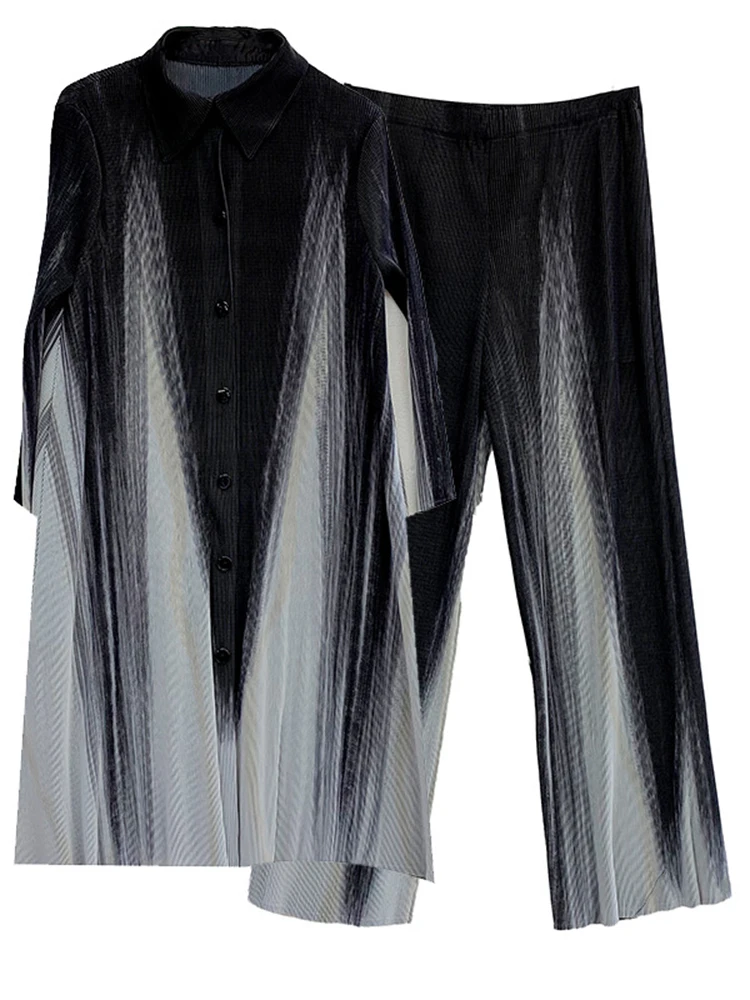 LANMREM комплекты брюк с градиентом однобортная длинная рубашка лацканами и