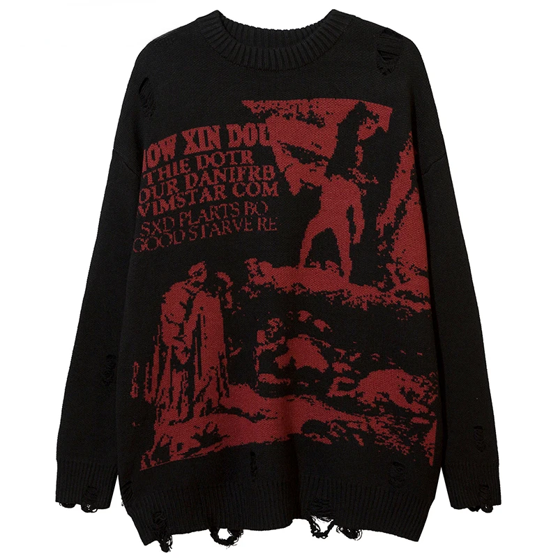 

Мужской трикотажный джемпер в стиле хип-хоп, с рисунком