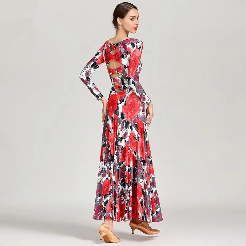 

ODBD1129 Women Sexy Sublimation Dance Practice Wear Ballroom Dress