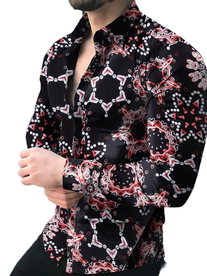 

Men's Shirt for Men Clothing Social Male Blouse Hawaiian Long Sleeve Cardigan Blouses and Button Up Luxury Man Wholesale 2022