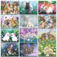 full round diamond embroidery rabbit bunny animals 5d diamond painting cross stitch rhinestone mosaic home decor gift