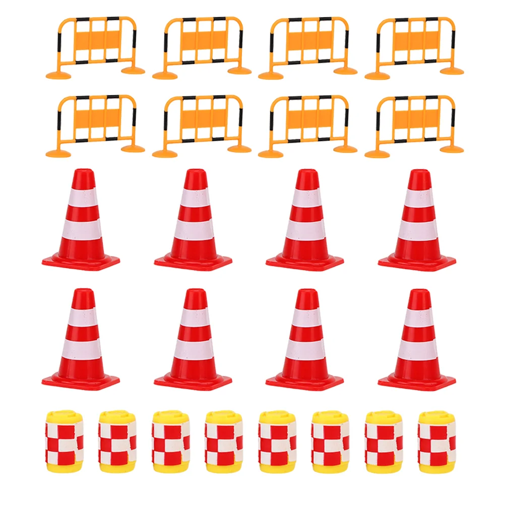 

24 Pcs Traffic Road Sign Barricade Mini Cone Toy Roadblocks Toys Abs Children Educational Plaything Small