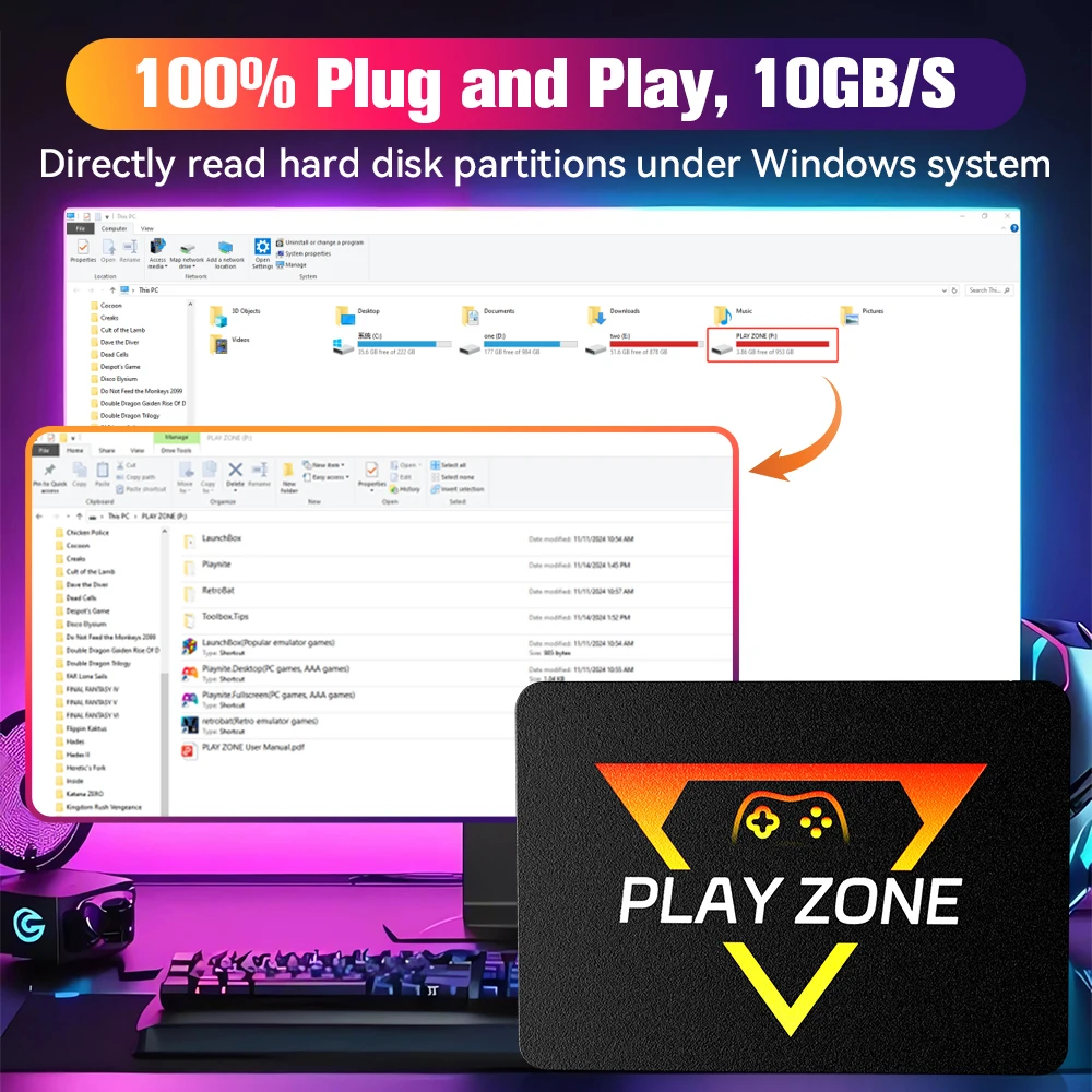 Игровой SSD накопитель Retro Gaming 16191 игр для ПК