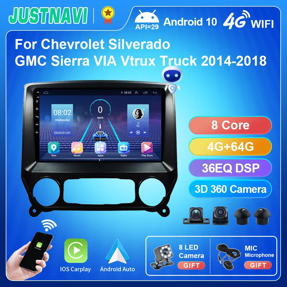 

QT5 4G 64G Car Radio For Chevrolet Silverado GMC Sierra VIA Vtrux Truck 2014 - 2018 Navigation Voice Multimedia Player No DVD 9“