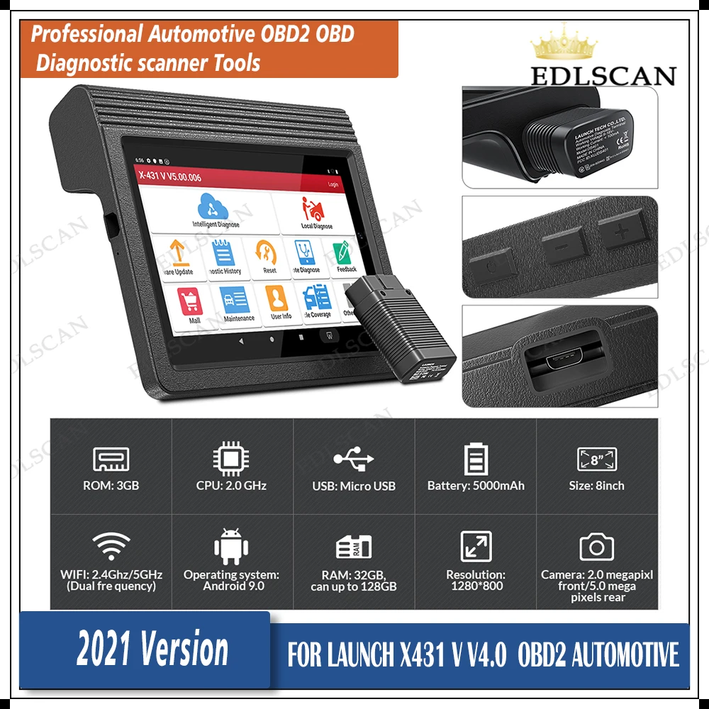 

2021 Elite For LAUNCH X431 V V4.0 Car Full System OBD OBD2 Code Reader Auto Scanner 1 Year free Update V Pro mini