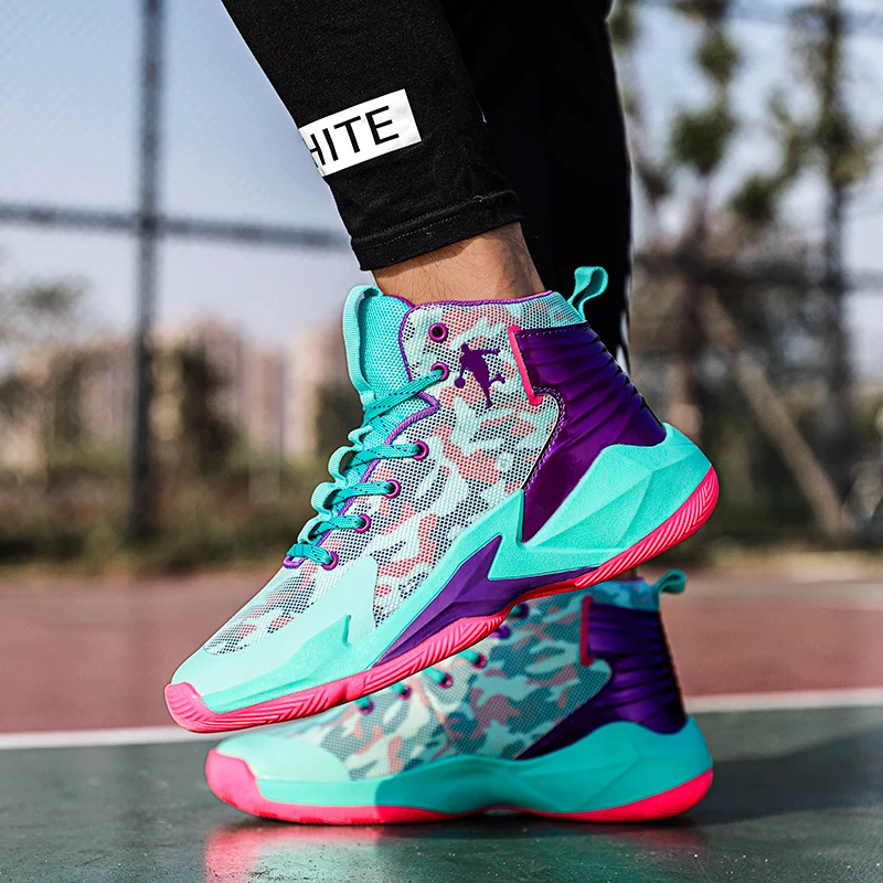 Street Mens Basketball Shoes Teenager Platform Basketball Sneakers Breathable Athletic Shoes Outdoor Non-slip Men Sport Sneakers