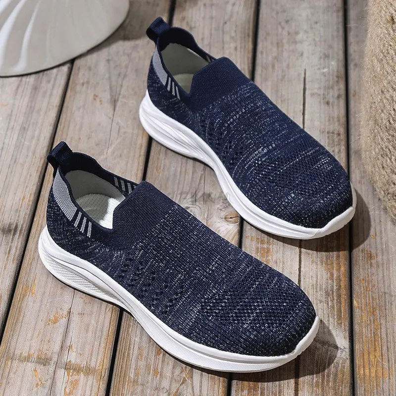 

Кроссовки женские сетчатые без шнуровки, повседневные легкие мягкие сникерсы, дышащая подошва, однотонные, 2023