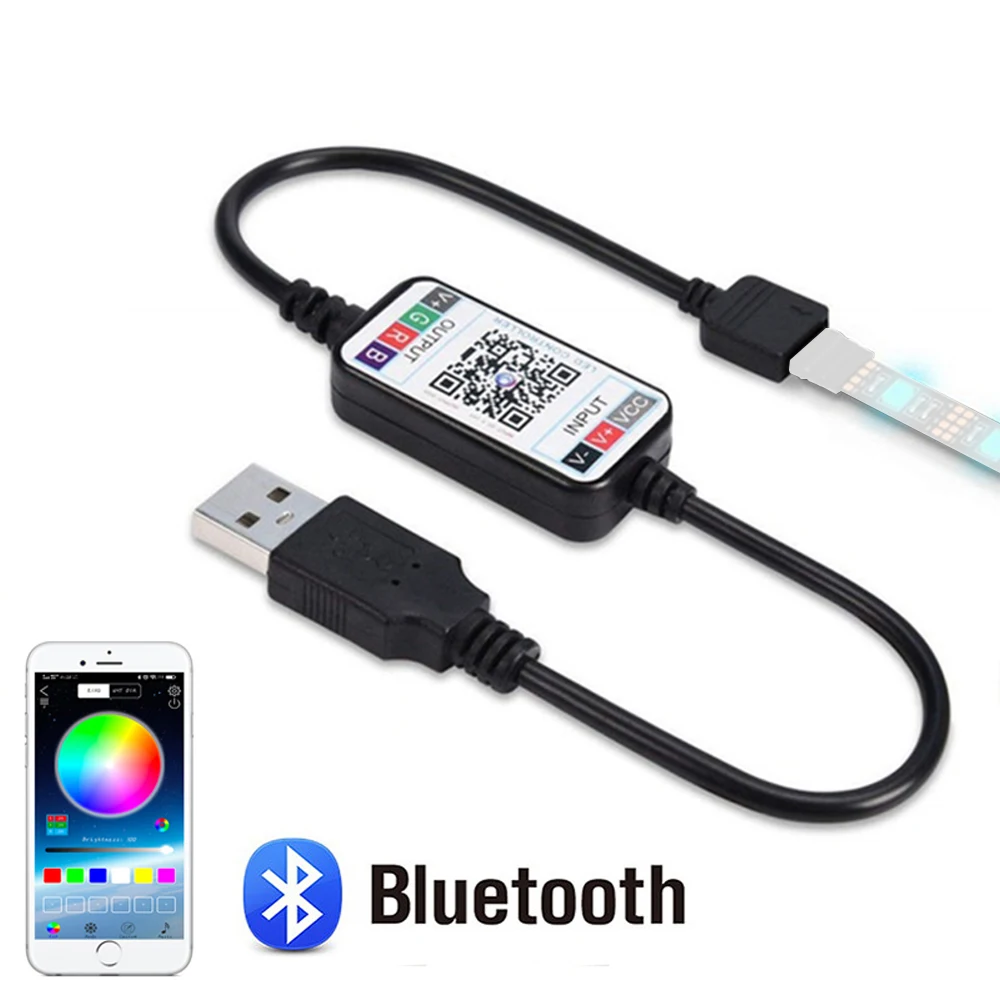 Smart 5V USB Bluetooth Controller 4pin 5050 2835 RGB LED Strip Light 4 Pin Connector Phone APP Contrl Tape TV Backlight Decor