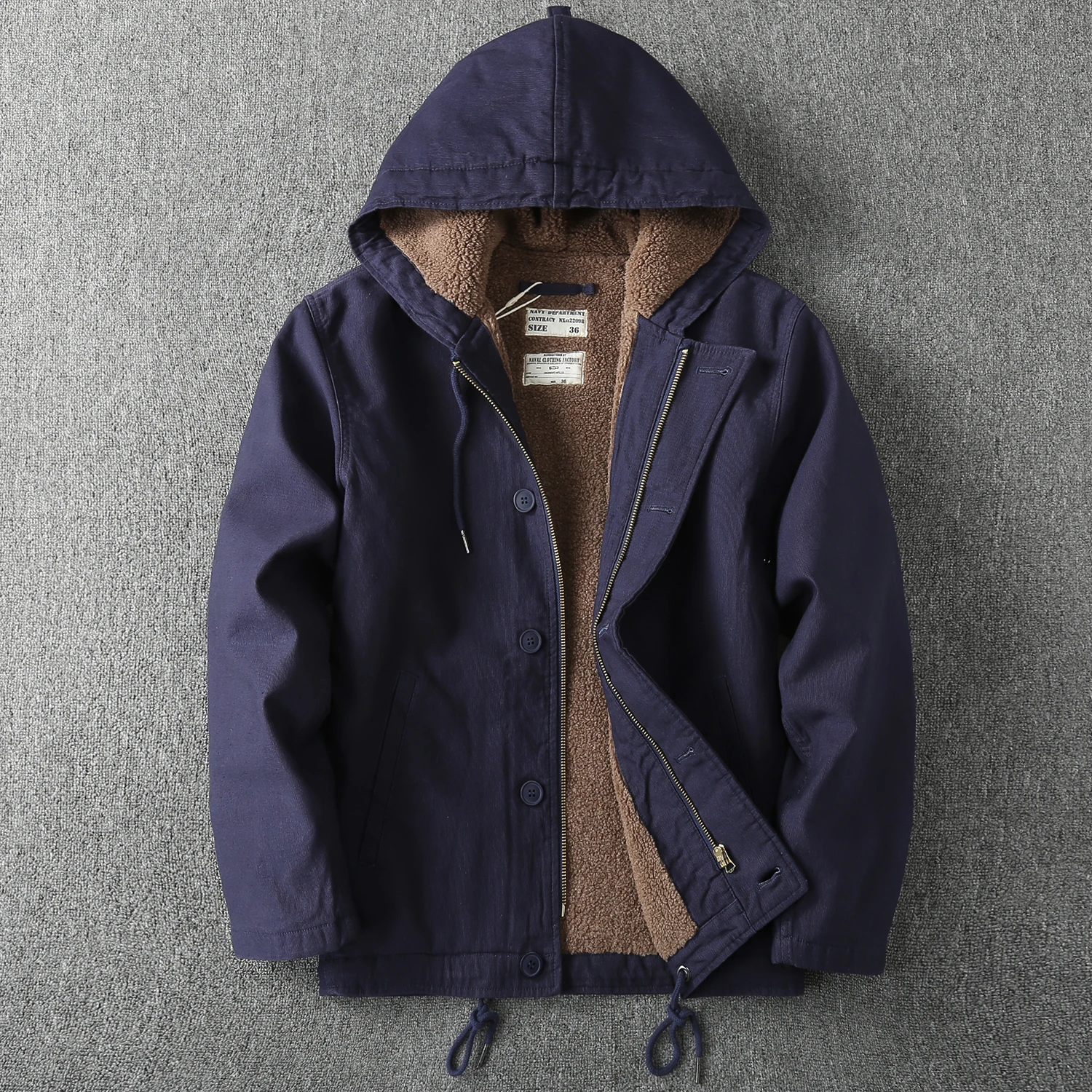

Retro Style Men's Winter Casual Hooded Jackets Thicken Cashmere Outdoor Fashion Coats Cotton Warm Keep Outerwear