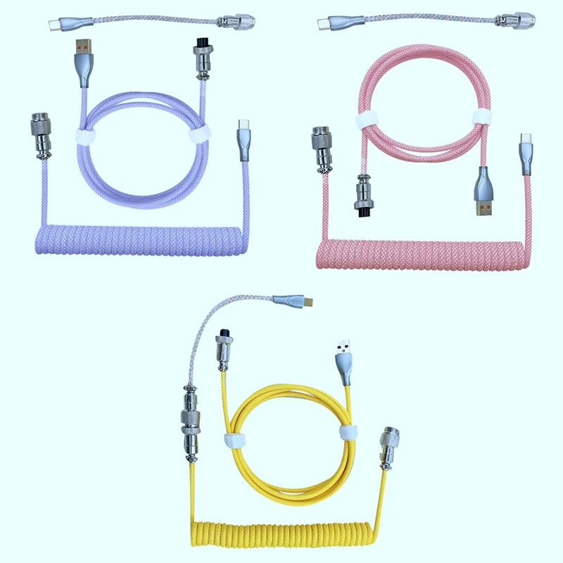 

Механическая USB-клавиатура Type-C, спиральный кабель RGB, светоизлучающий кабель, кабель для авиакомпании, механический кабель для клавиатуры и передачи данных