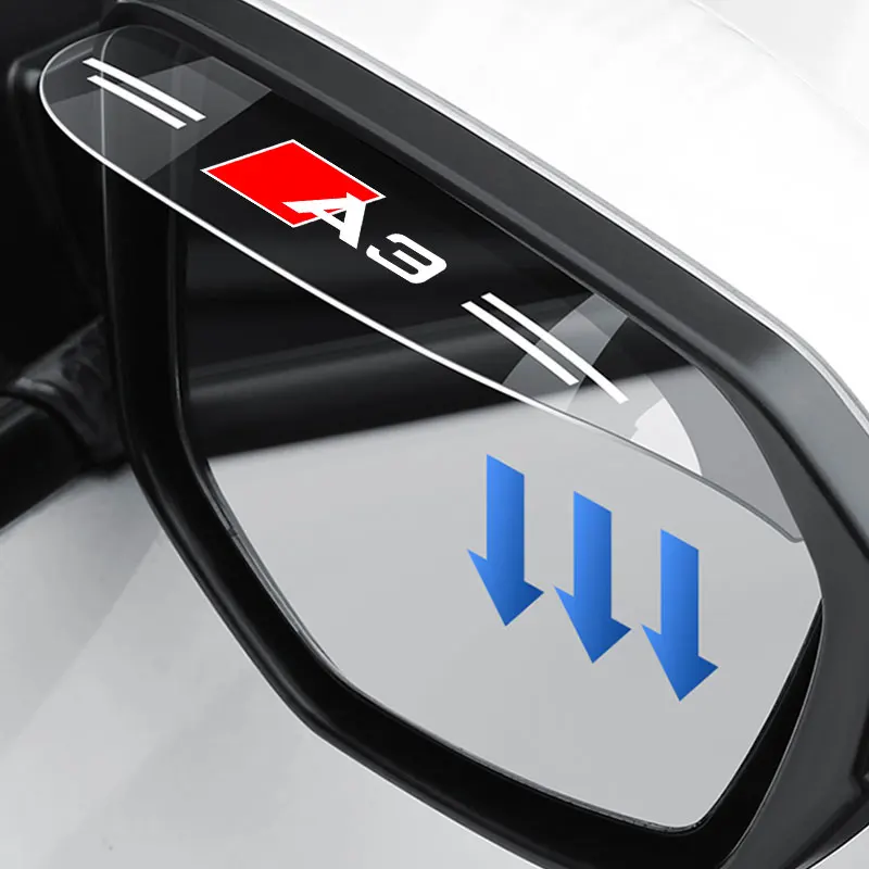 2 шт., автомобильные гибкие накладки на зеркало заднего вида с логотипом Audi A3