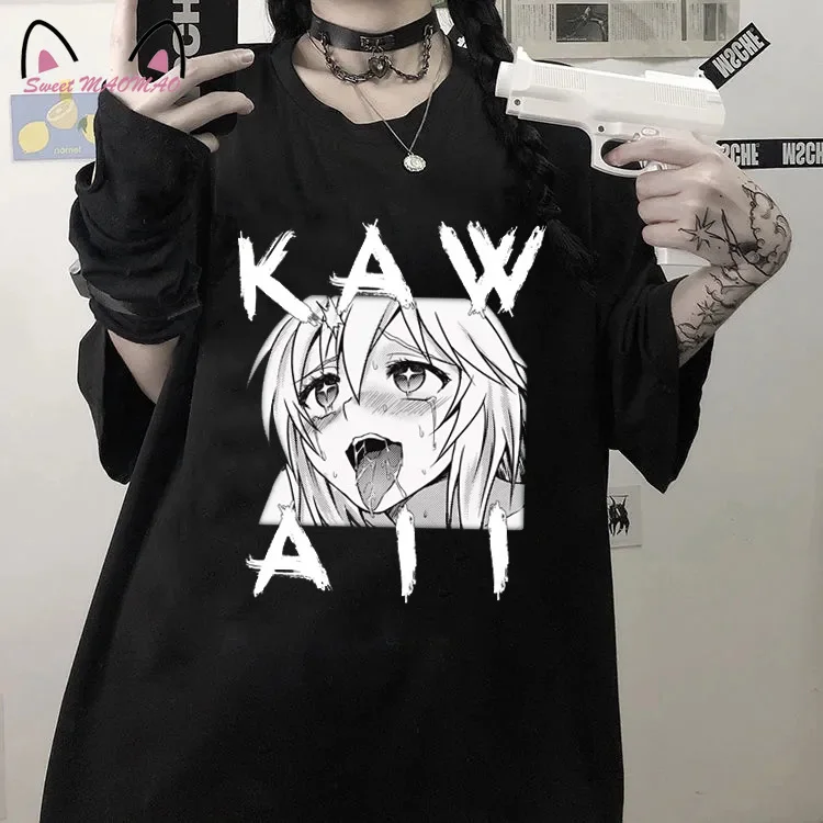 

Kawaii Anime 2022 New Summer Women T Shirts Funny Print Harajuku O-Neck Streetwear Fashion Woman Blouses 2022 Clothes Tops y2k