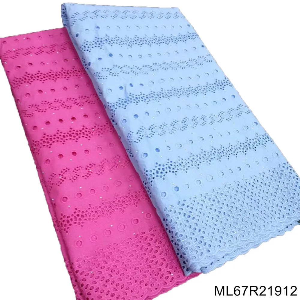 

2022 swiss voile lace fabric 2.5+2.5yard latest heavy beaded african embroidery popular dubai style cotton fabrics ML67R219